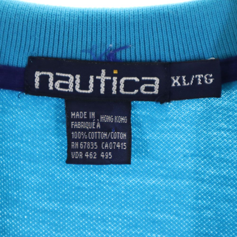 NAUTICA ノーティカ 90s オールド 半袖 鹿の子 ポロシャツ XL 水色 メンズ