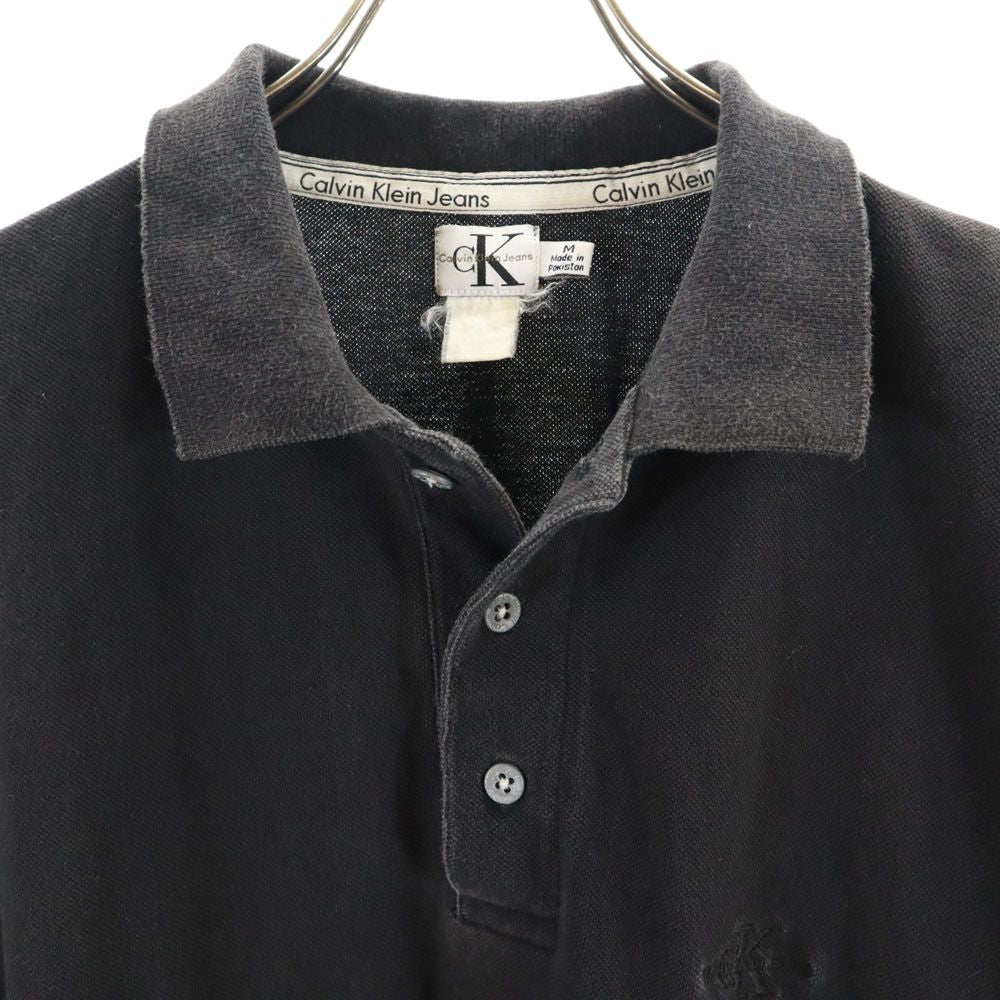 Calvin klein カルバンクライン 半袖 鹿の子 ポロシャツ M ブラック メンズ