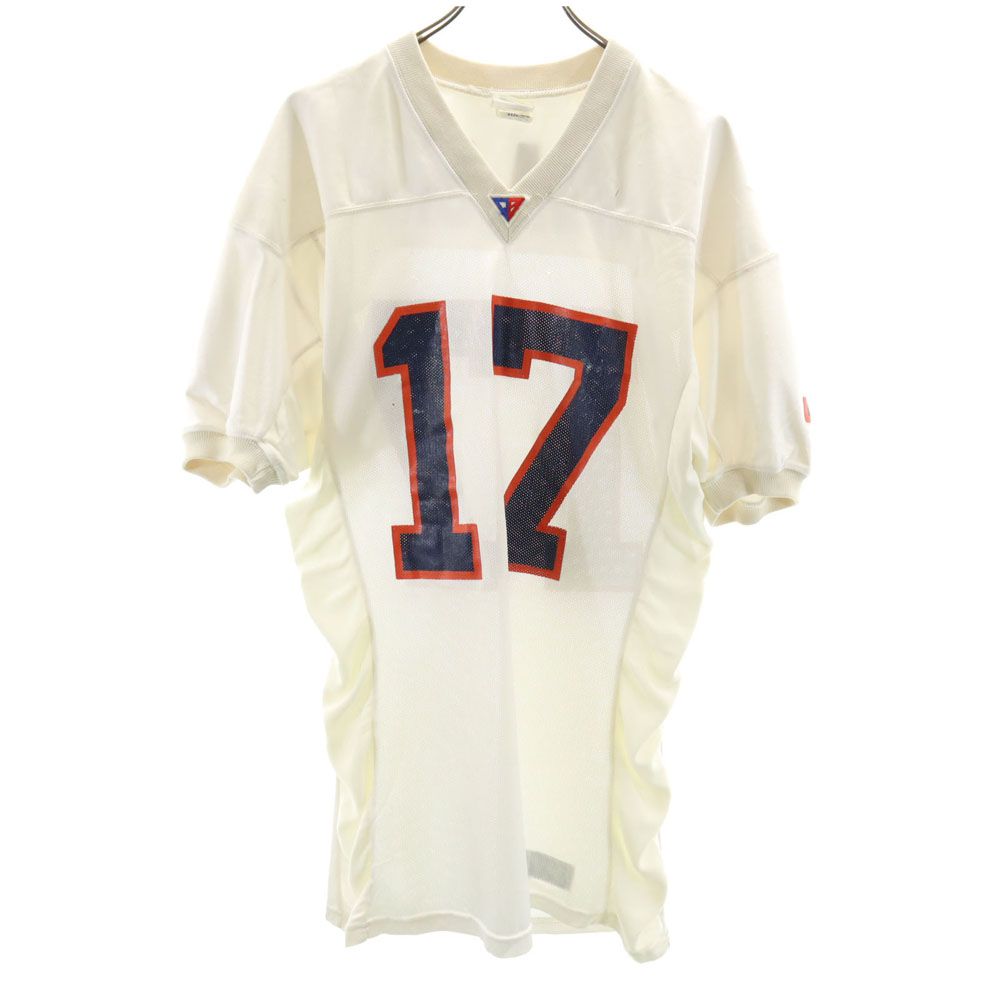 QBCLUB キュービィクラブ 90s USA製 オールド アメリカンフットボール 半袖 Vネック ウェア M ホワイト系 メンズ