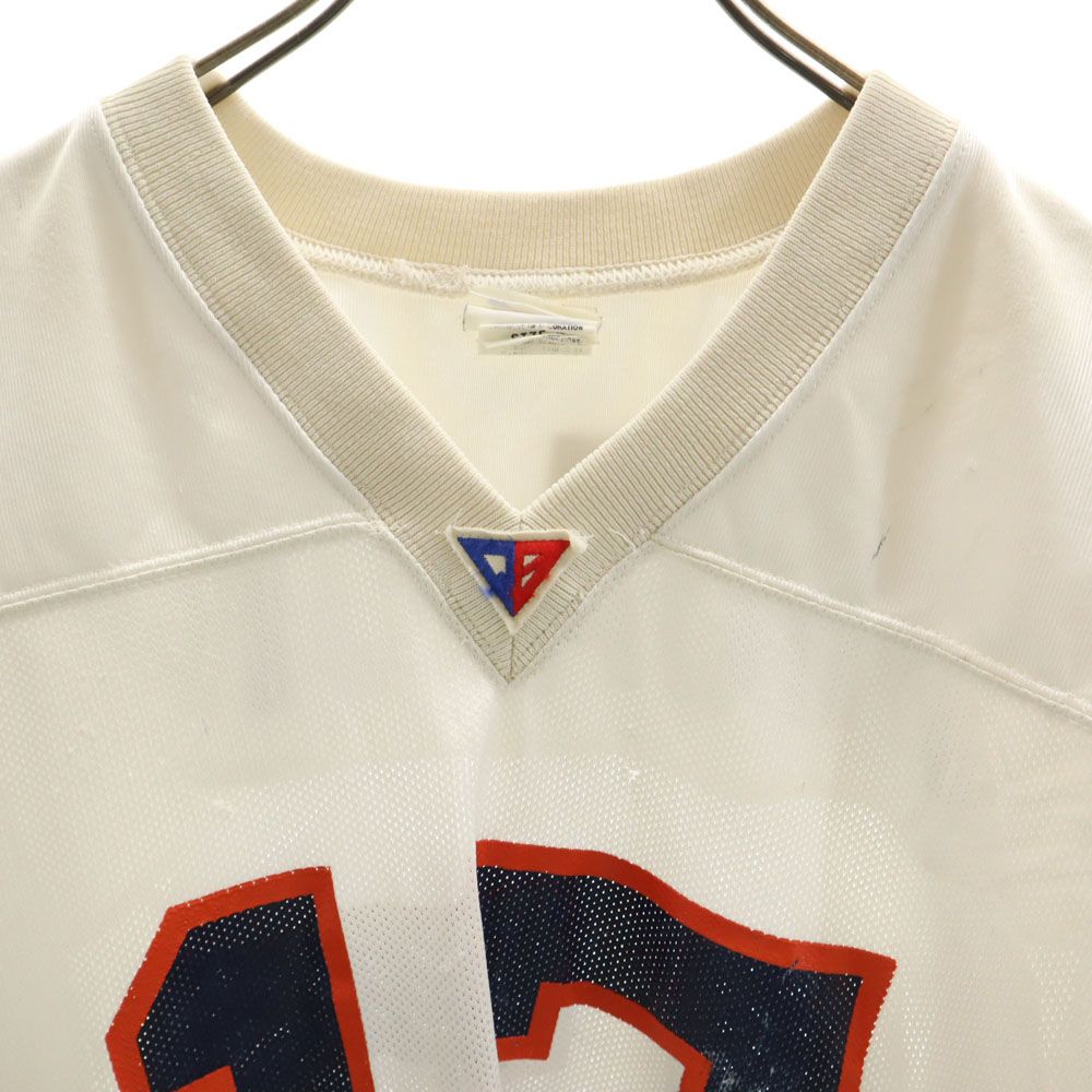 QBCLUB キュービィクラブ 90s USA製 オールド アメリカンフットボール 半袖 Vネック ウェア M ホワイト系 メンズ