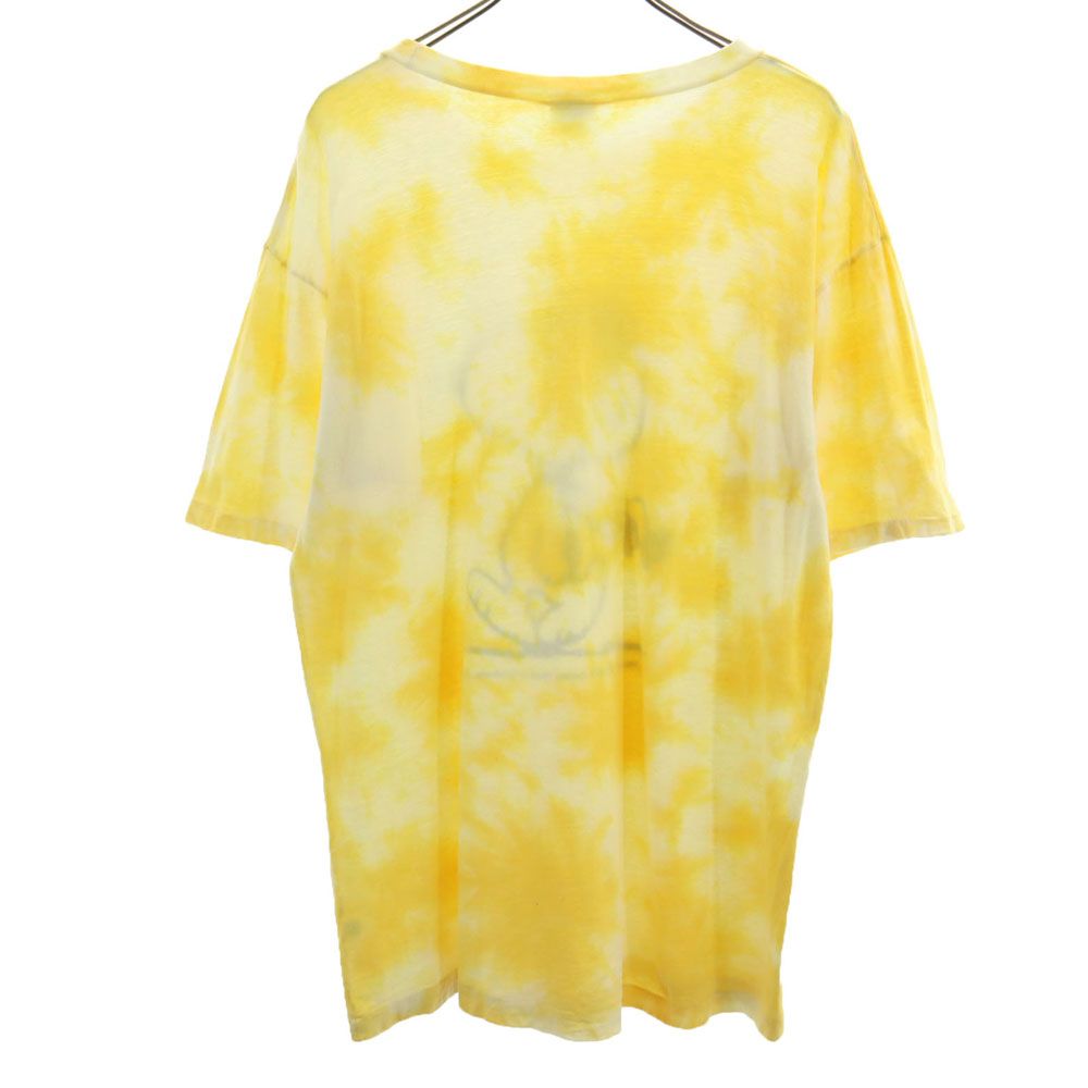 PEANUTS ピーナッツ 日本製 オールド スヌーピー 半袖 タイダイ染め Tシャツ M-L イエロー系 メンズ