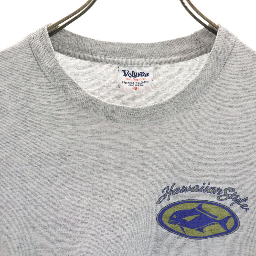 VOLUNTEER 90s USA製 オールド バックプリント 半袖 Tシャツ S グレー系 メンズ