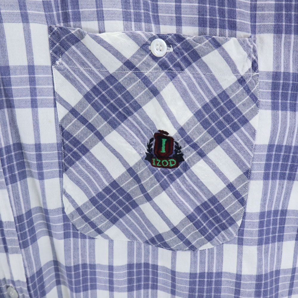 IZOD アイゾッド 90s オールド チェック柄 半袖 ボタンダウンシャツ L ホワイト メンズ