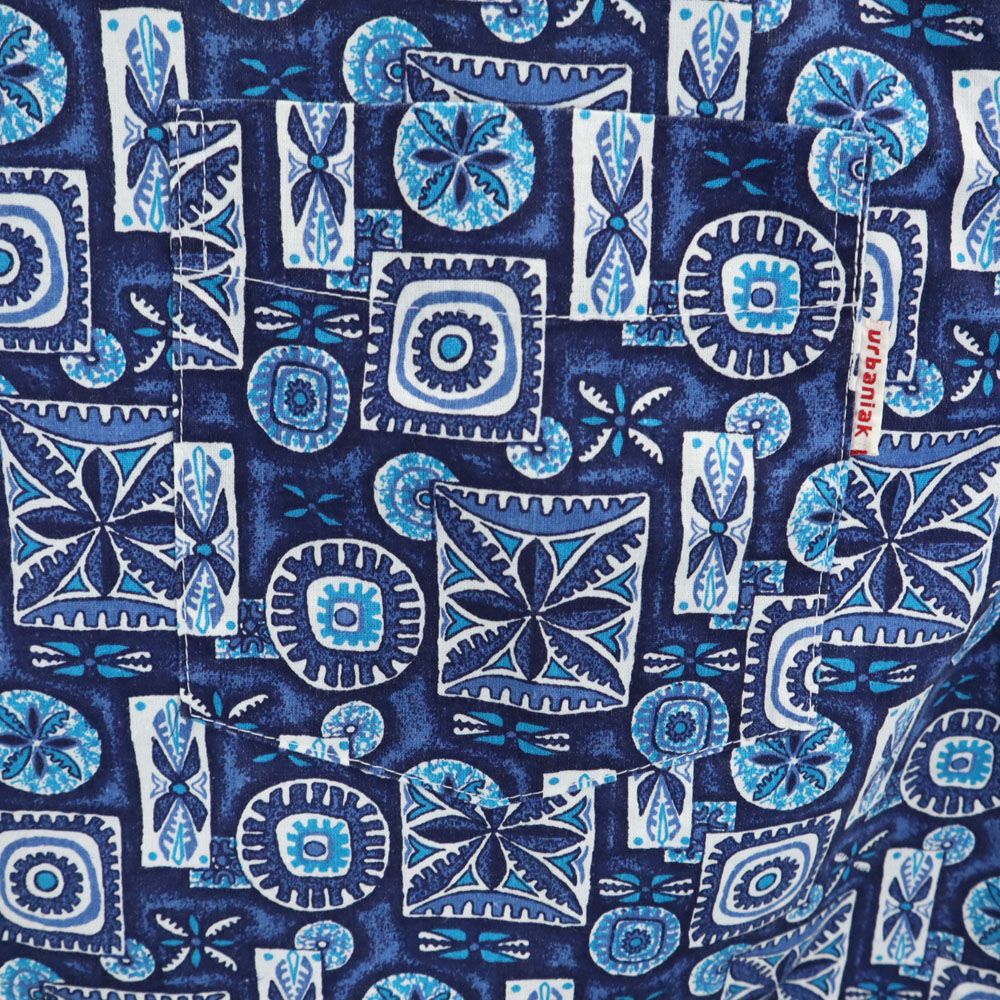 URBANIAK アーバニアック 90s オールド 総柄 半袖 アロハシャツ M ネイビー 他 メンズ