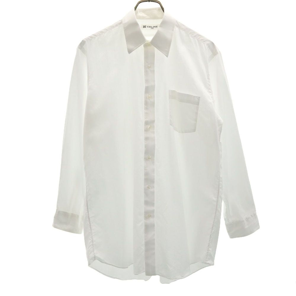 セリーヌ オールド 総柄 長袖 シャツ ホワイト CELINE メンズ