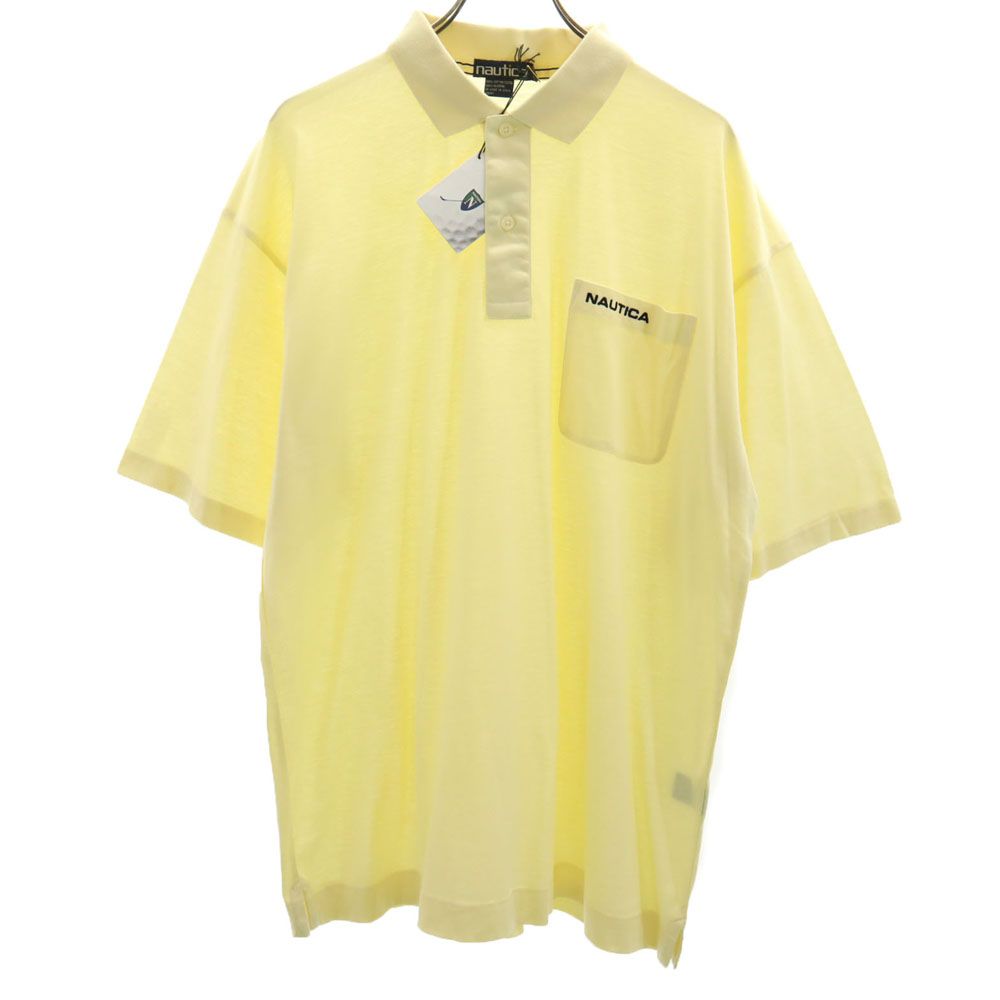 未使用 NAUTICA ノーティカ 90s オールド デッドストック 半袖 ポロシャツ L イエロー タグ付き メンズ