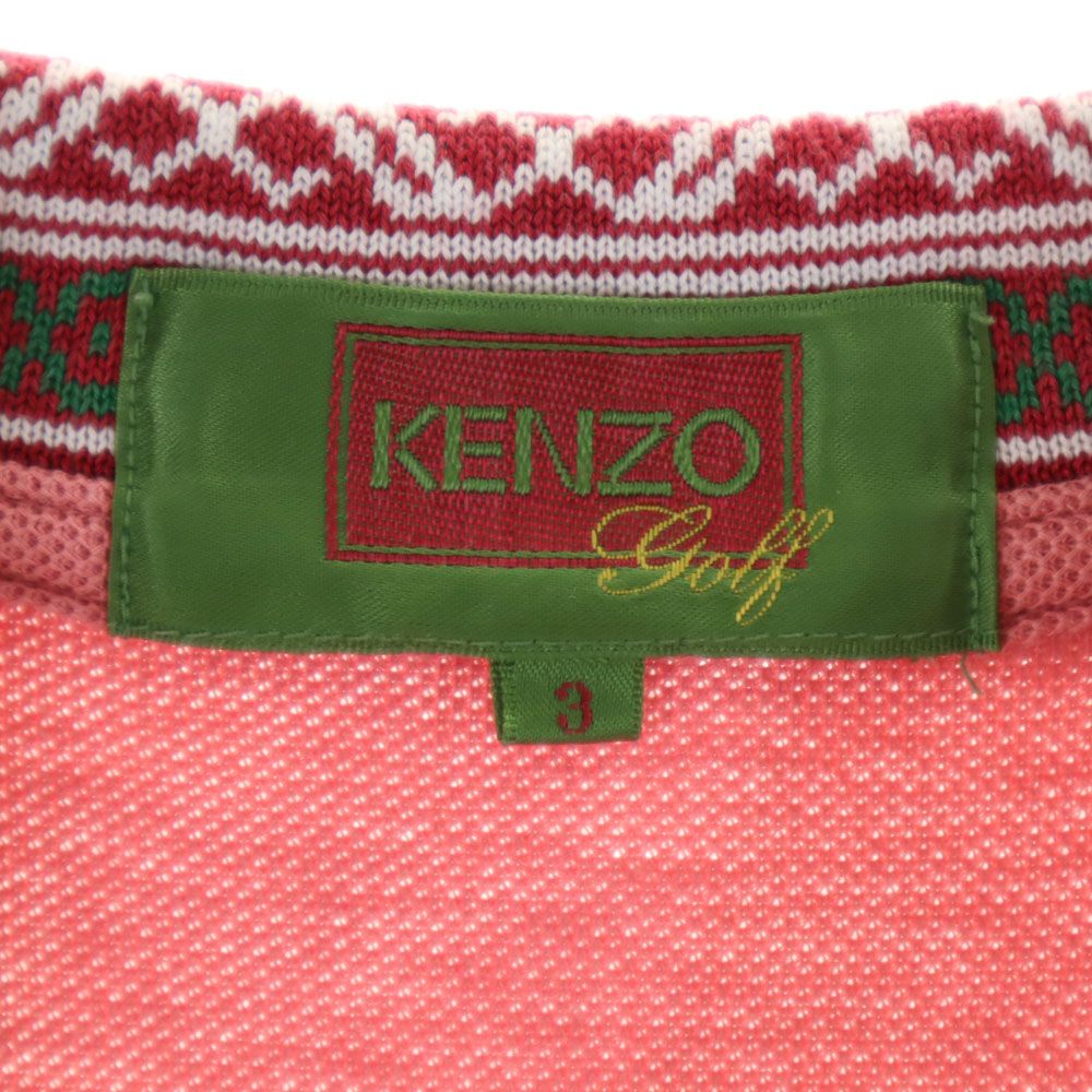 KENZO GOLF ケンゾーゴルフ 90s オールド 半袖 ポロシャツ 3 ピンク 鹿の子 メンズ