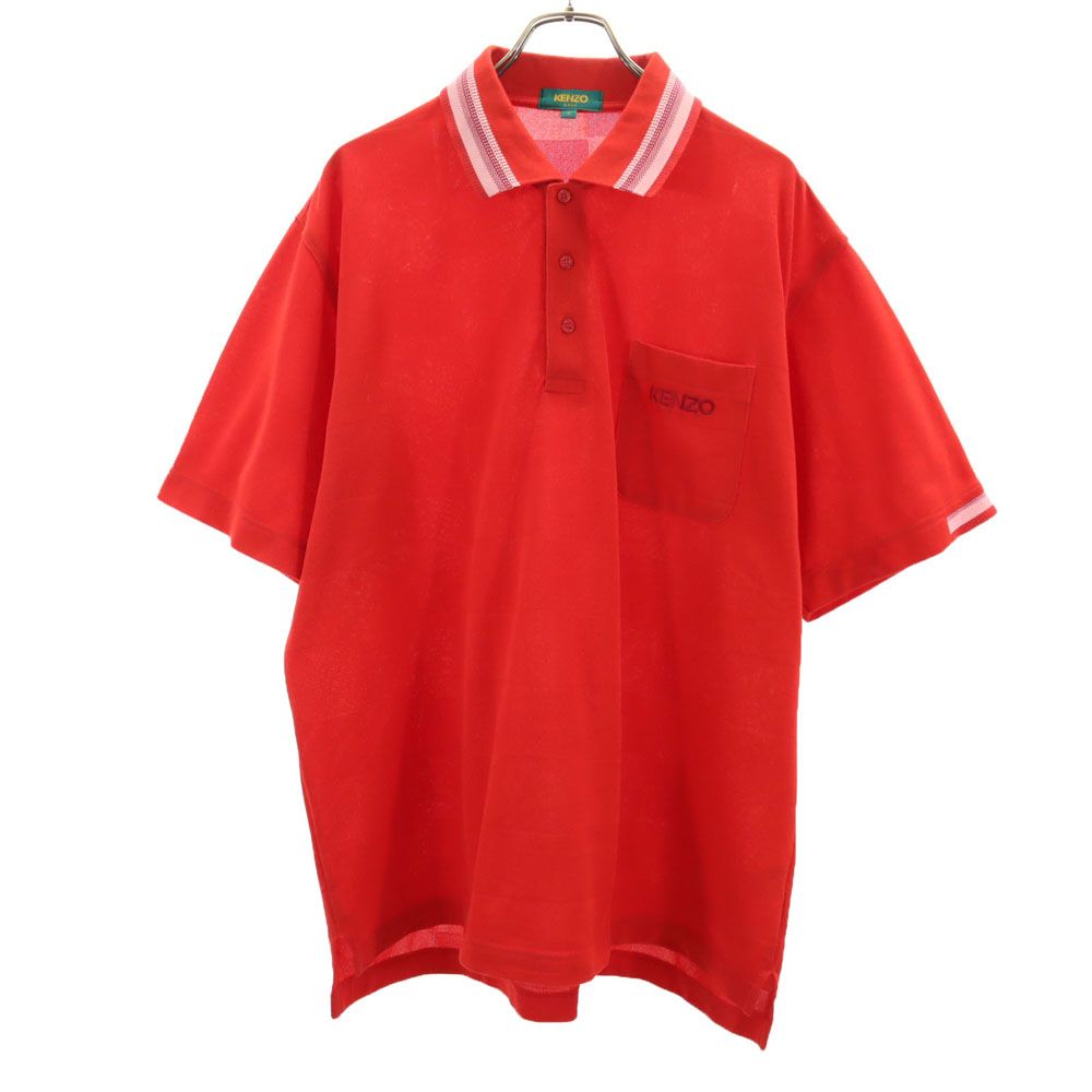KENZO GOLF ケンゾーゴルフ 90s オールド 半袖 ポロシャツ 5 レッド 鹿の子 メンズ
