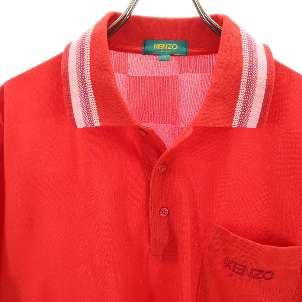 KENZO GOLF ケンゾーゴルフ 90s オールド 半袖 ポロシャツ 5 レッド 鹿の子 メンズ