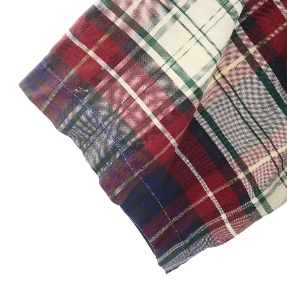 TOMMY HILFIGER トミーヒルフィガー 90s オールド フラッグタグ チェック 半袖 ボタンダウンシャツ XL レッド系 メンズ