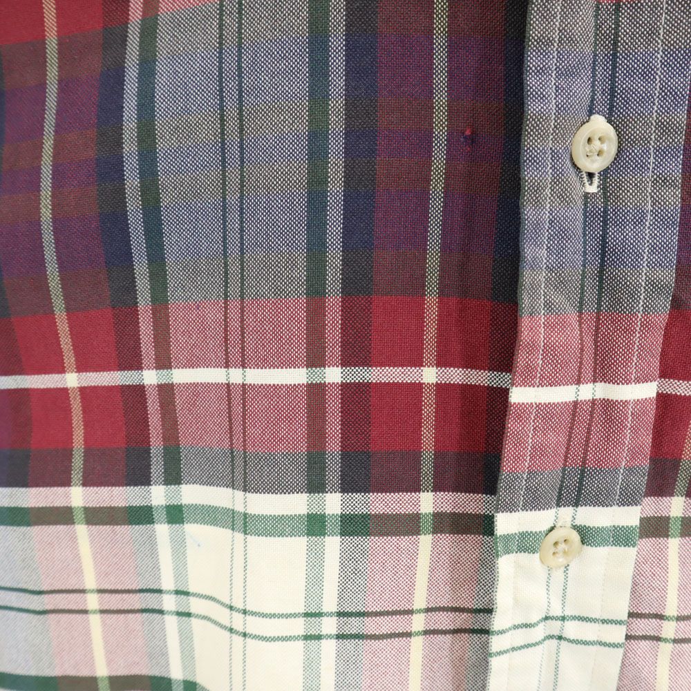 TOMMY HILFIGER トミーヒルフィガー 90s オールド フラッグタグ チェック 半袖 ボタンダウンシャツ XL レッド系 メンズ