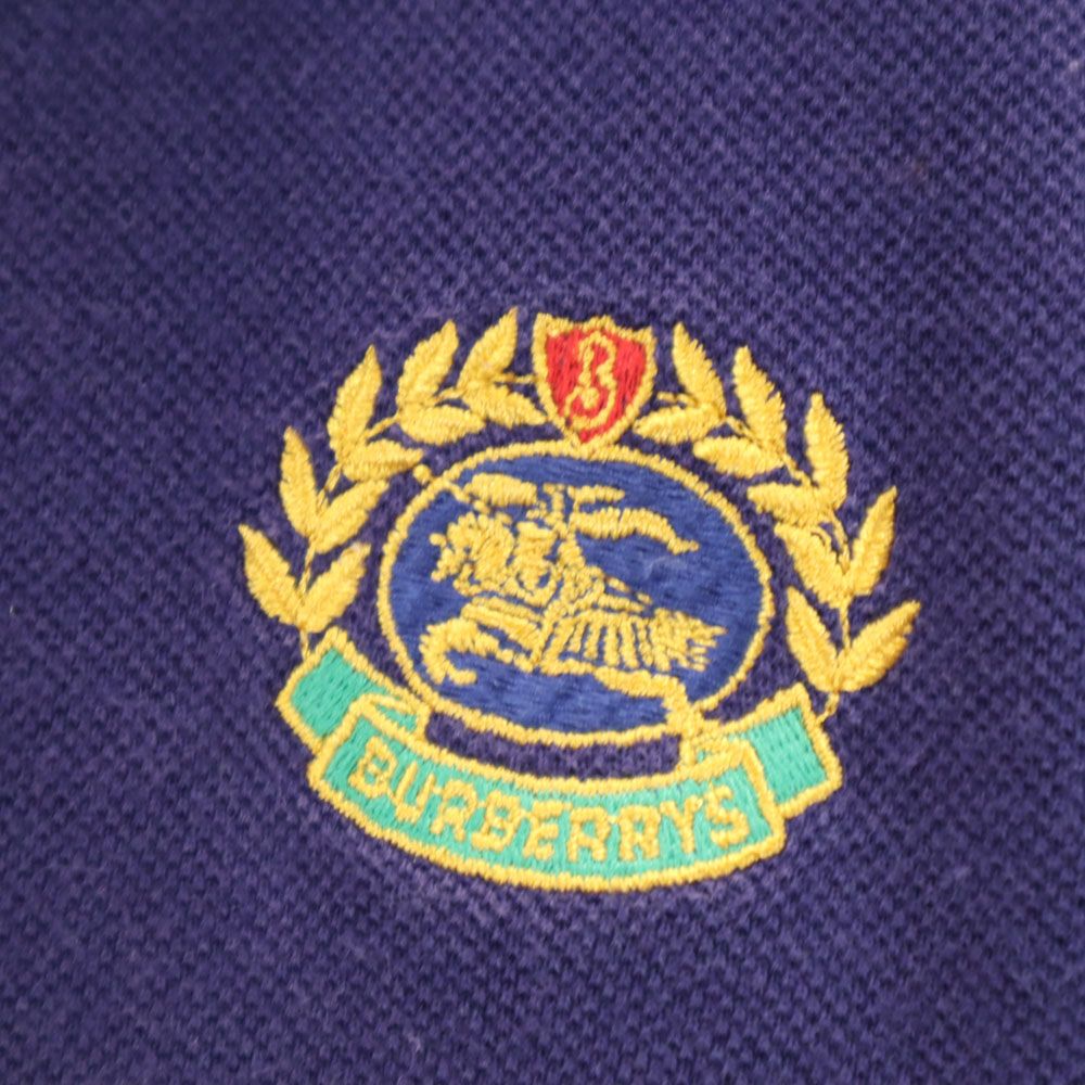 Burberrys バーバリーズ 90s オールド 半袖 ポロシャツ L ブルー系 OF LONDON 鹿の子地 メンズ