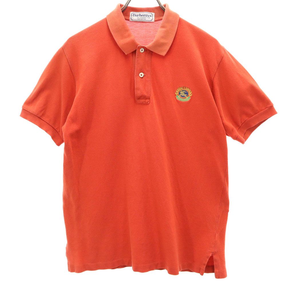 Burberrys バーバリーズ 90s オールド 半袖 ポロシャツ L オレンジ系 鹿の子地 メンズ