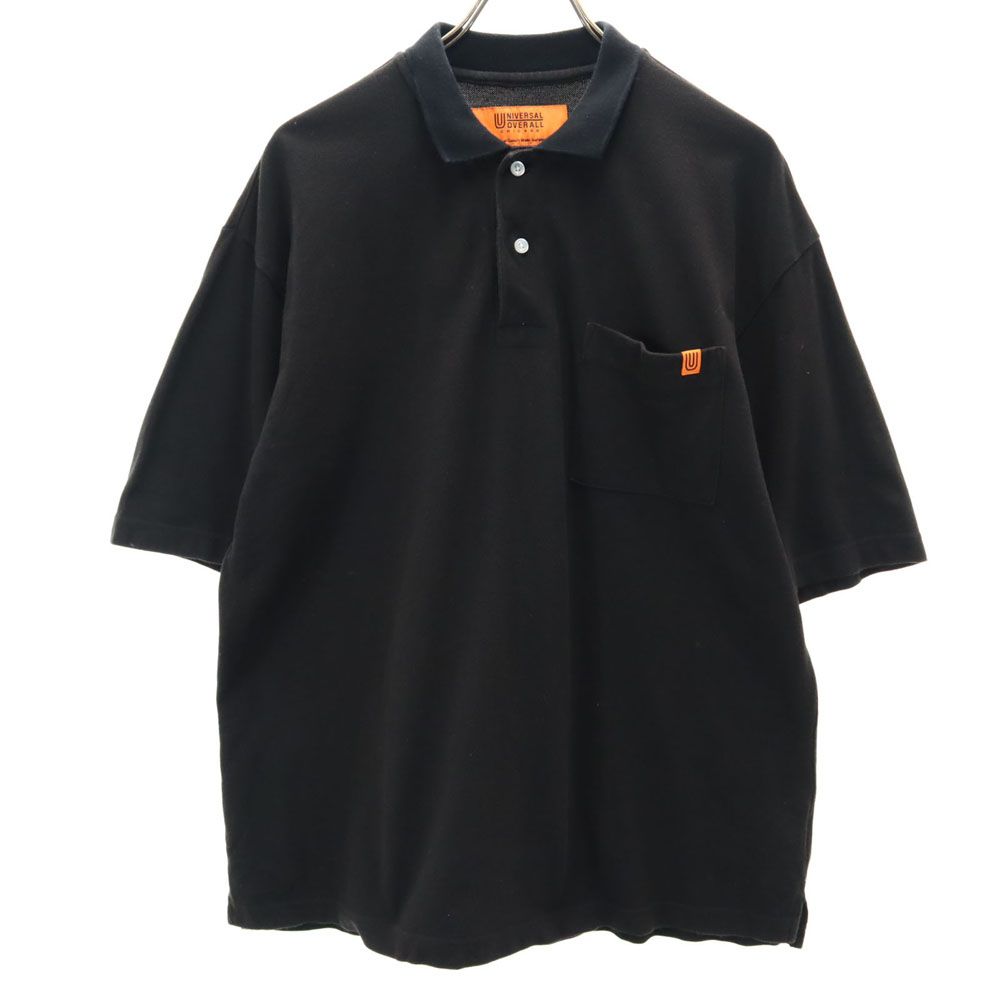 UNIVERSAL OVERALL ユニバーサルオーバーオール 半袖 ポロシャツ M 黒 鹿の子地 メンズ