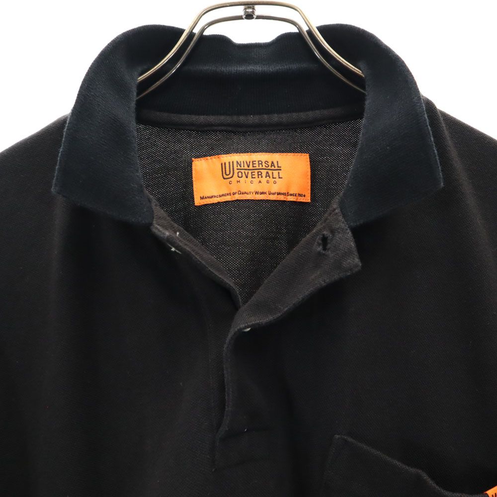 UNIVERSAL OVERALL ユニバーサルオーバーオール 半袖 ポロシャツ M 黒 鹿の子地 メンズ