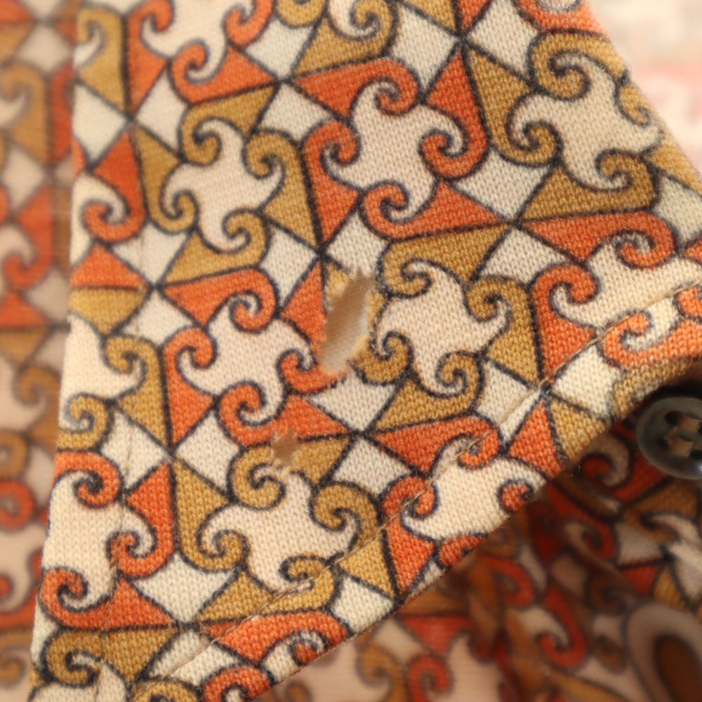 PIER 70s 80s イタリア製 ヴィンテージ 総柄 長袖 シャツ ベージュ系 メンズ