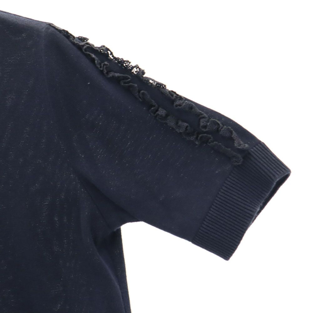 Rene basic ルネベーシック 日本製 半袖 セーター 36 ネイビー ニット レディース