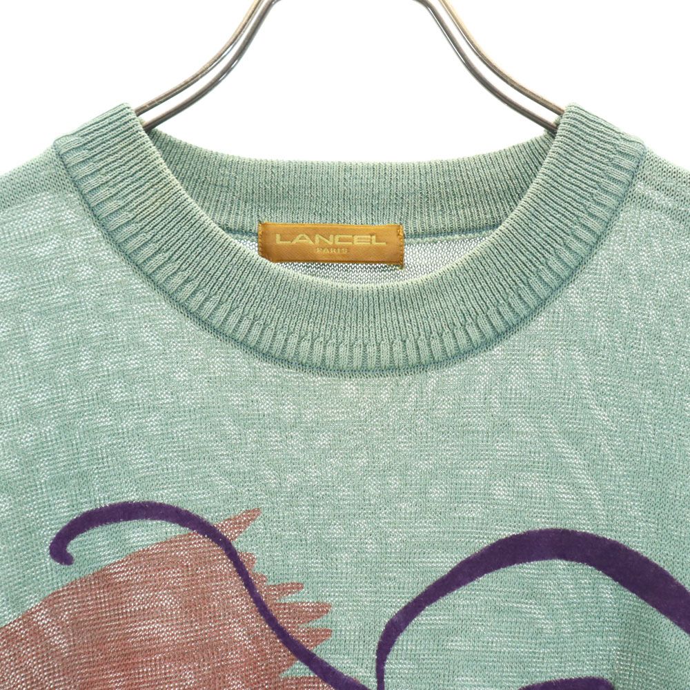 ランセル 日本製 半袖 セーター L グリーン系 LANCEL メンズ