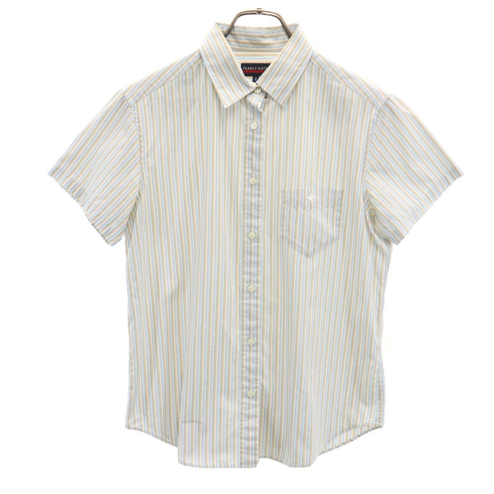 PEARLY GATES パーリーゲイツ ストライプ柄 ゴルフ 半袖 シャツ 2 ホワイト 他 レディース