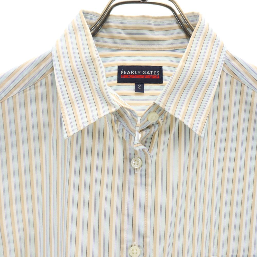 PEARLY GATES パーリーゲイツ ストライプ柄 ゴルフ 半袖 シャツ 2 ホワイト 他 レディース