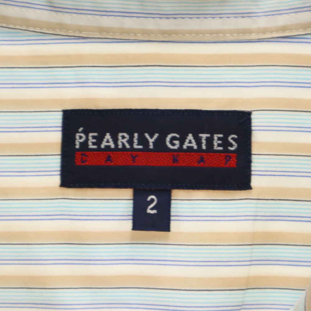 PEARLY GATES パーリーゲイツ ストライプ柄 ゴルフ 半袖 シャツ 2 ホワイト 他 レディース