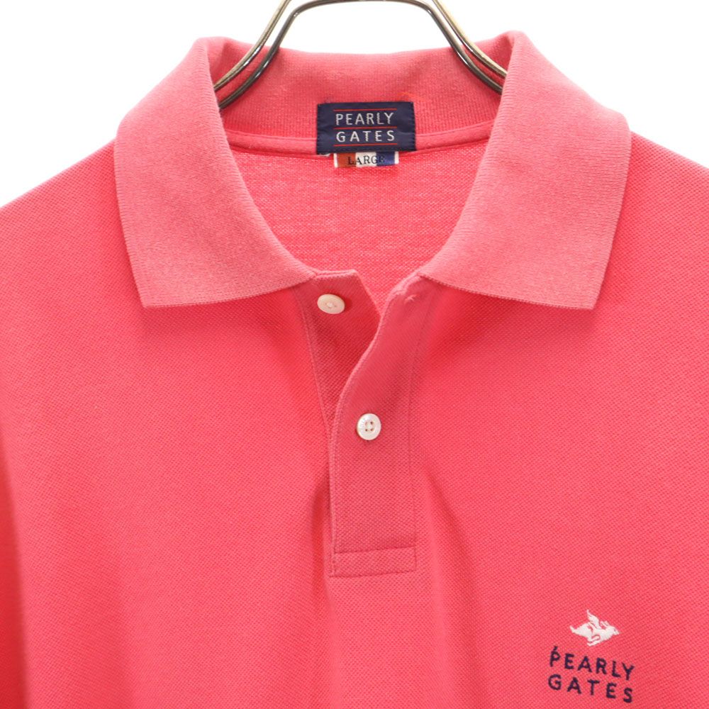 PEARLY GATES パーリーゲイツ 日本製 ゴルフ 半袖 鹿の子 ポロシャツ L ピンク メンズ