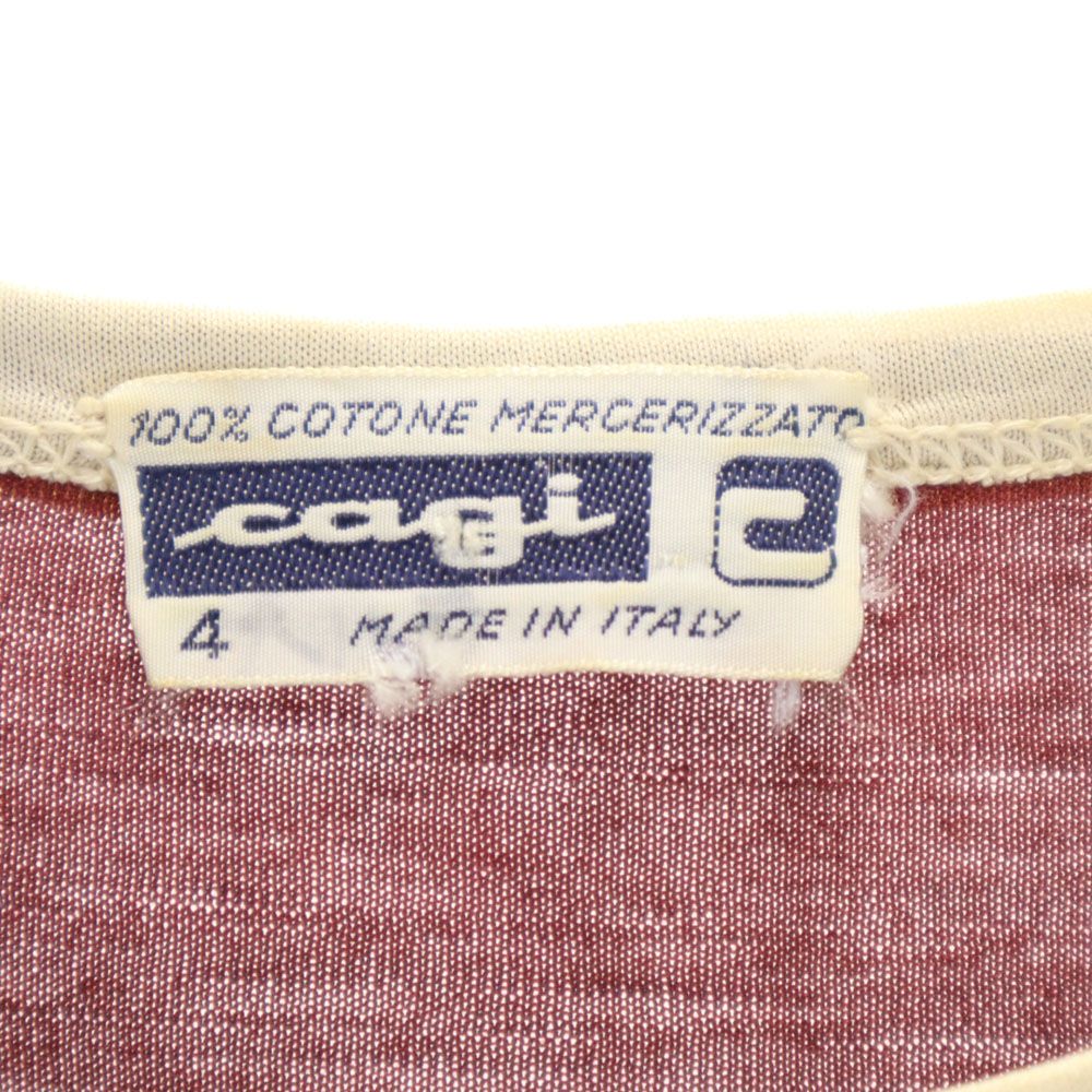 Cagi 80s 90s イタリア製 オールド 半袖 Tシャツ 4 ボルドー メンズ