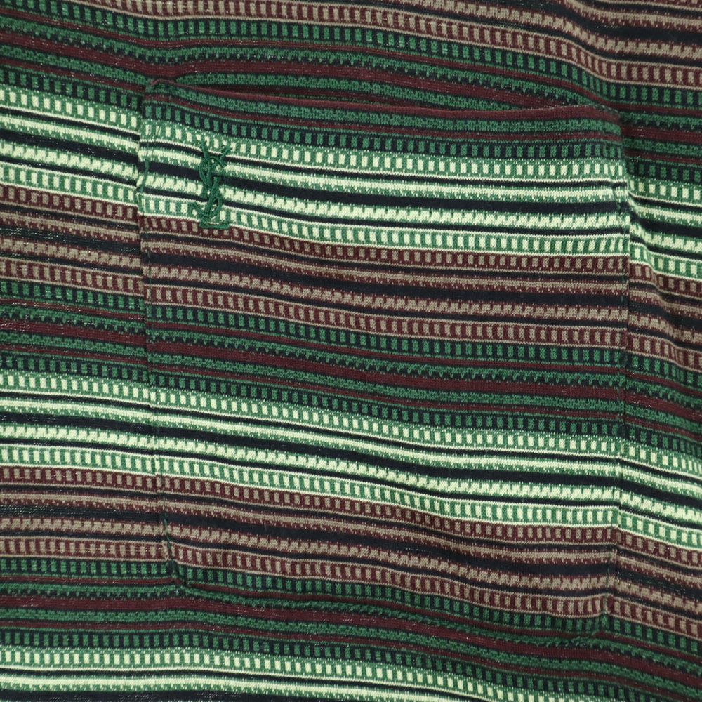 イヴサンローラン 90s オールド ボーダー 半袖 ポロシャツ MA グリーン系 YVES SAINT LAURENT メンズ