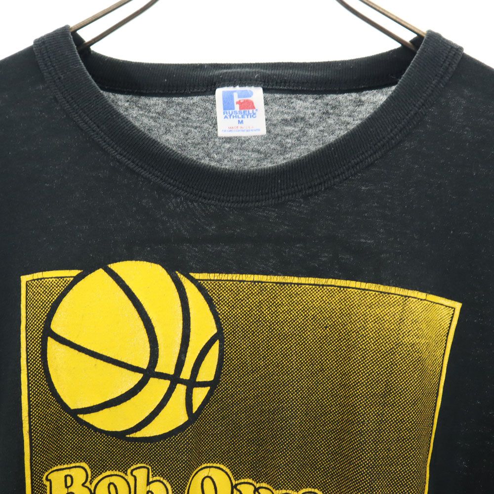 RUSSELL ATHLETIC ラッセルアスレチック 90s USA製 オールド プリント 半袖 Tシャツ M ブラック系 メンズ