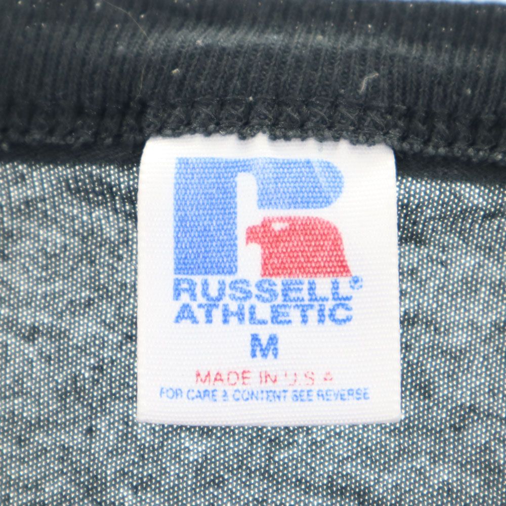 RUSSELL ATHLETIC ラッセルアスレチック 90s USA製 オールド プリント 半袖 Tシャツ M ブラック系 メンズ