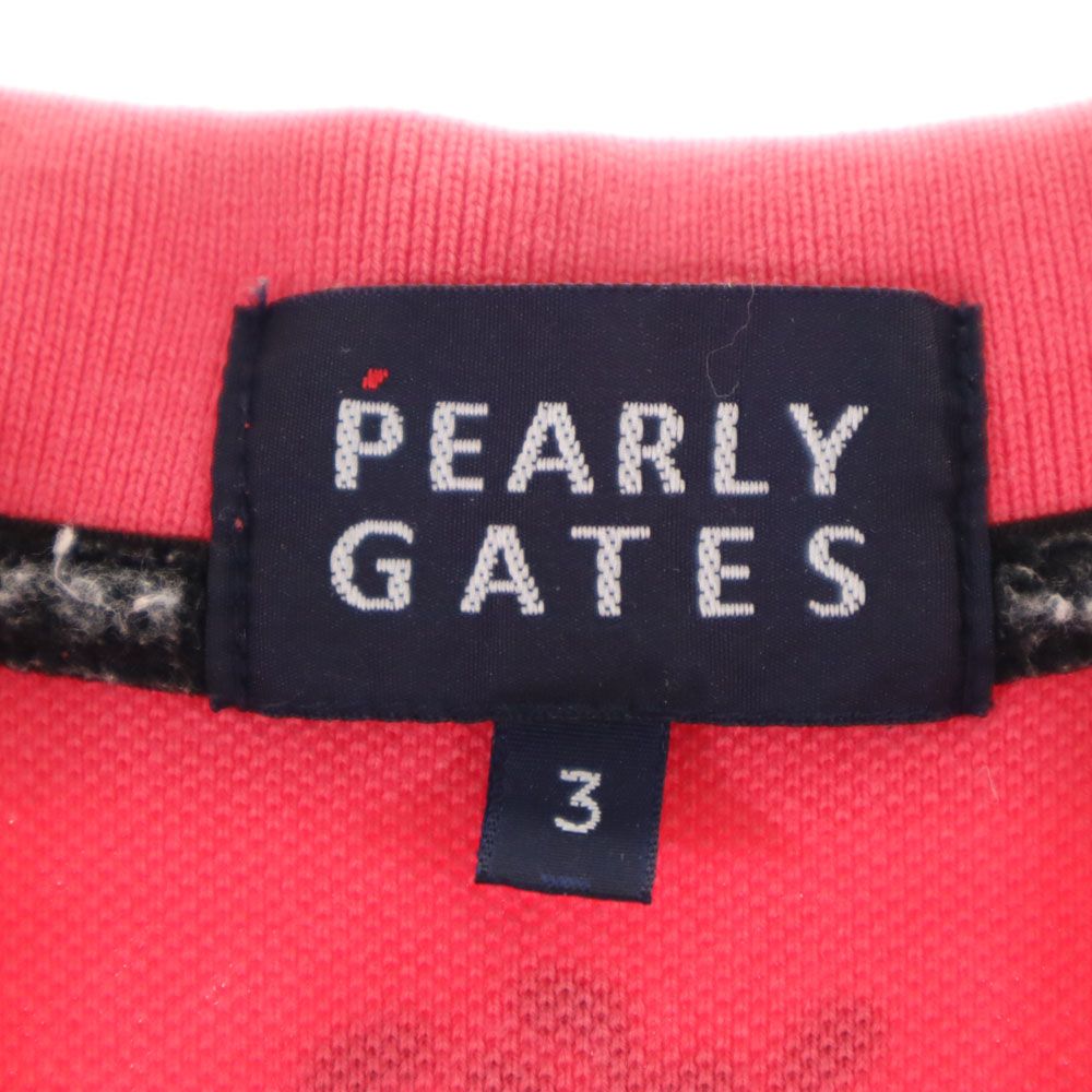 PEARLY GATES パーリーゲイツ ゴルフ 半袖 ポロシャツ 3 ピンク 鹿の子地 メンズ