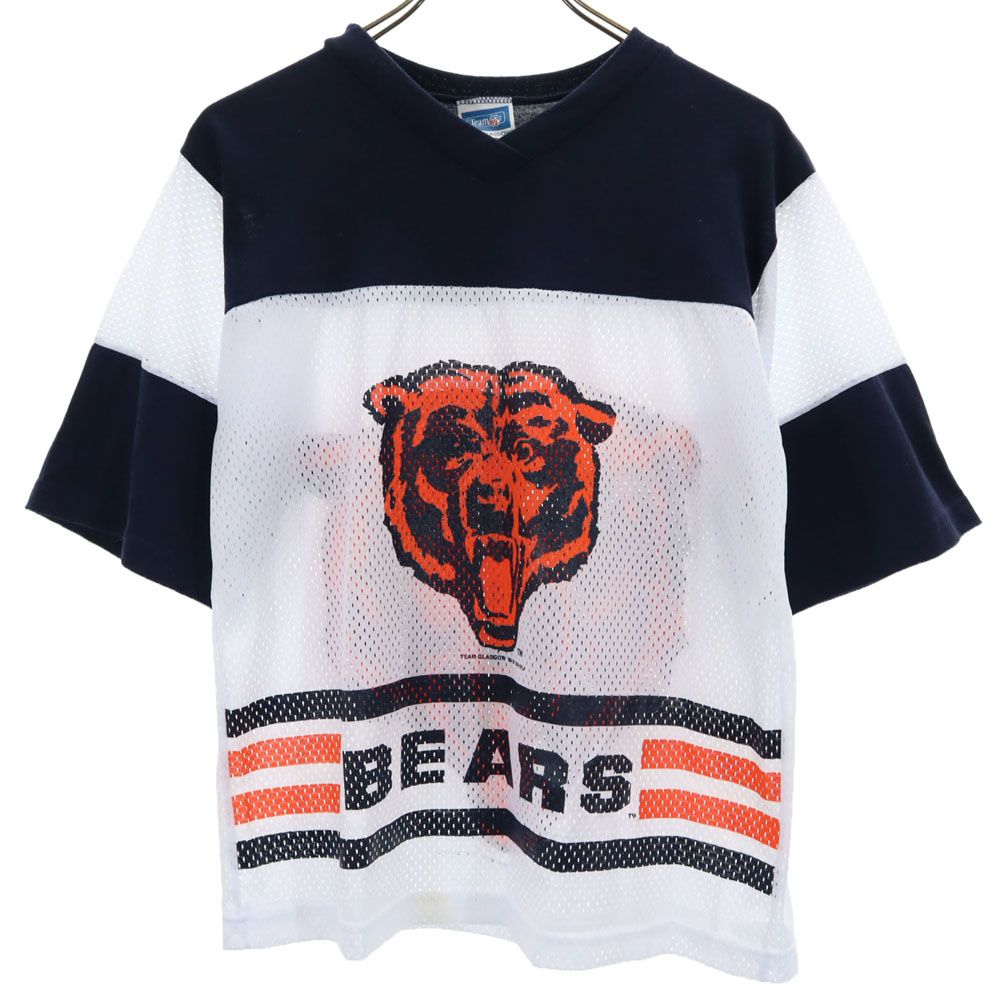 OLD オールド 90s USA製 フットボールT 半袖 メッシュ Vネック Tシャツ 14/16 ホワイト系 キッズ