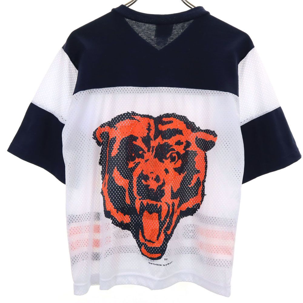 OLD オールド 90s USA製 フットボールT 半袖 メッシュ Vネック Tシャツ 14/16 ホワイト系 キッズ