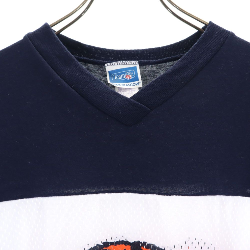 OLD オールド 90s USA製 フットボールT 半袖 メッシュ Vネック Tシャツ 14/16 ホワイト系 キッズ