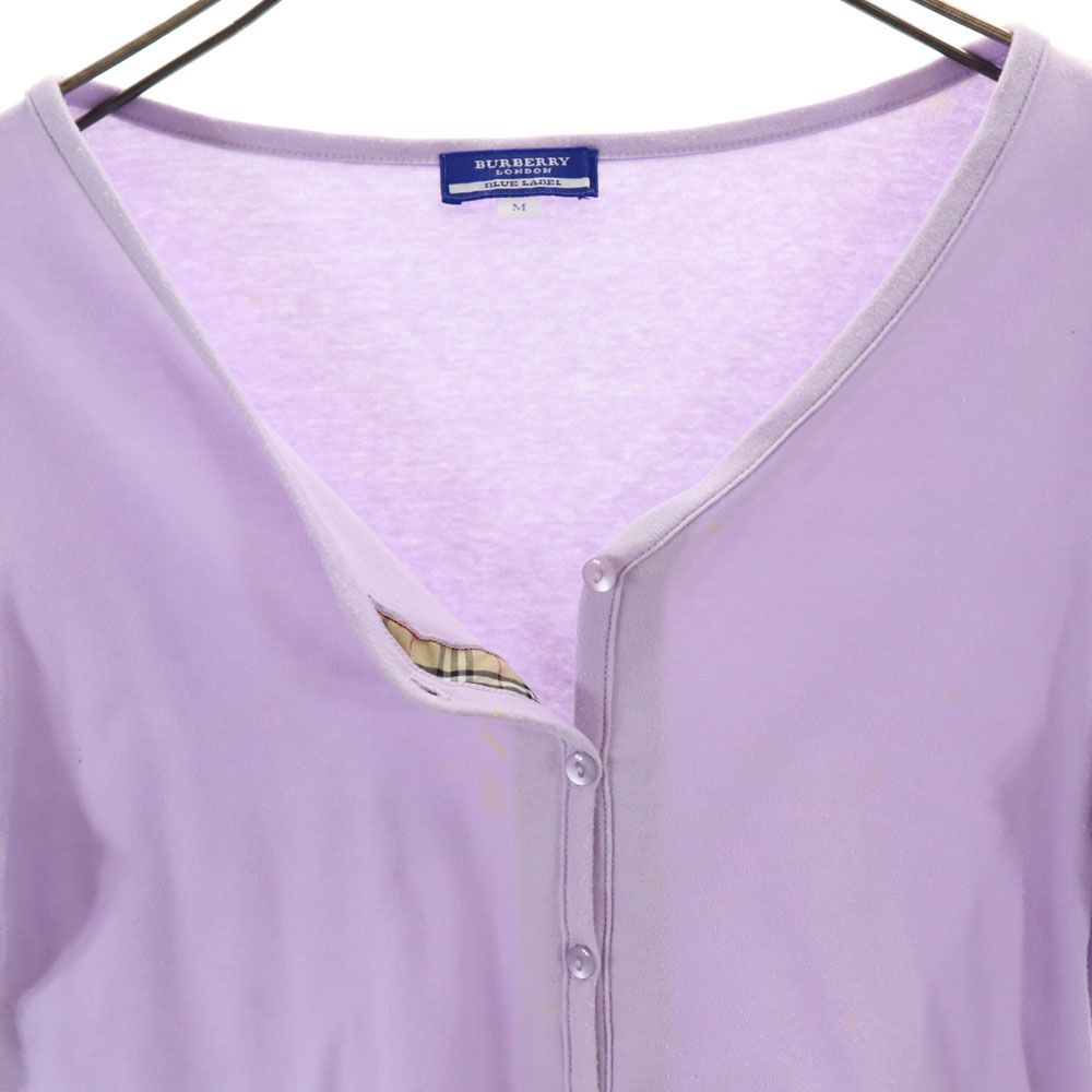 BURBERRY BLUE LABEL バーバリーブルーレーベル 三陽商会 7分袖 スウェット カーディガン M パープル系 レディース