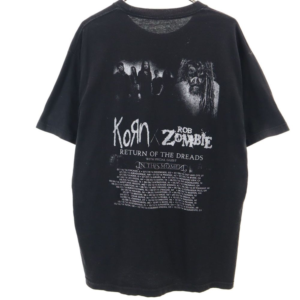 Korn×Rob Zombie コーン×ロブゾンビ 2016年 半袖 Tシャツ ブラック系 バンT メンズ