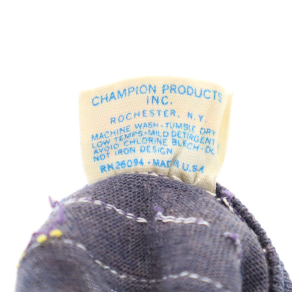 Champion チャンピオン 70s USA製 ヴィンテージ バータグ 半袖 トリム Tシャツ M ネイビー系 レディース