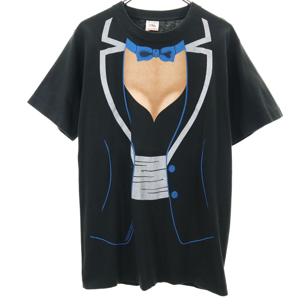 FRUIT OF THE LOOM フルーツオブザルーム 90s オールド プリント 半袖 Tシャツ M ブラック系 メンズ