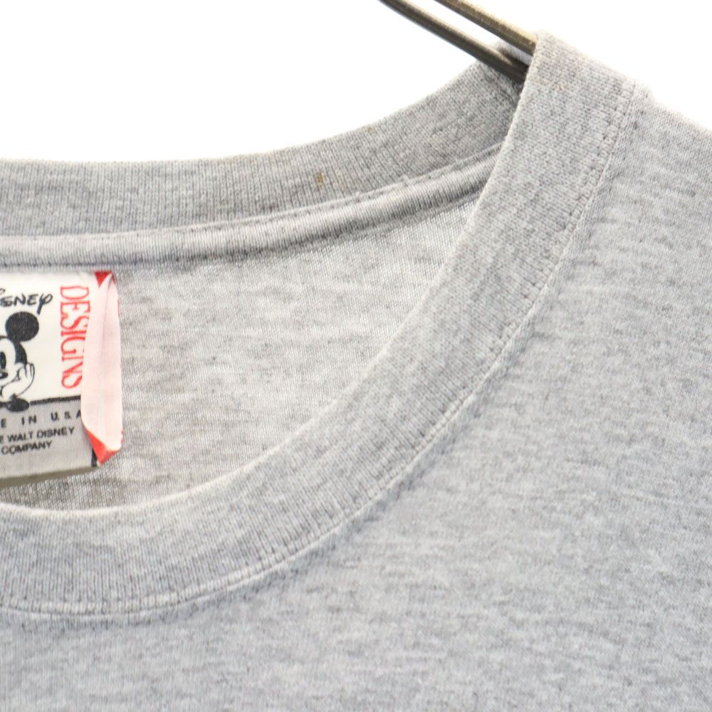 Disney ディズニー 90s USA製 オールド 刺繍 グーフィー 半袖 Tシャツ L/XL グレー ポケT メンズ