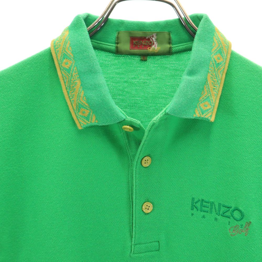 ケンゾーゴルフ 90s 日本製 オールド 半袖 ポロシャツ 1 グリーン KENZO GOLF 鹿の子 メンズ