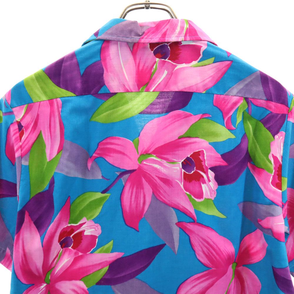 Nani 90s オールド USA製 総柄 半袖 アロハシャツ S ブルー系 メンズ