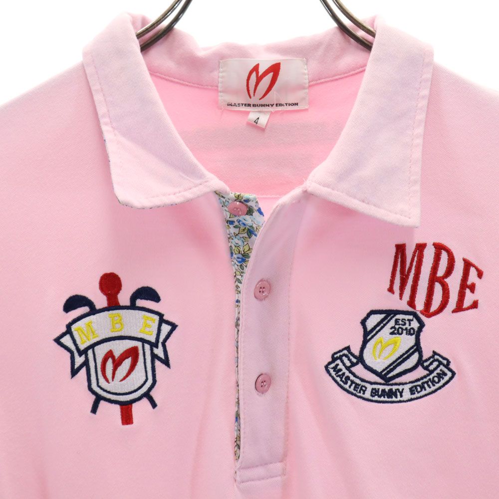 マスターバニーエディション 刺繍 ゴルフ 半袖 ポロシャツ 4 ピンク MASTER BUNNY EDITION メンズ