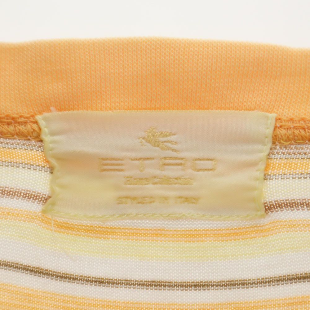 ETRO エトロ 日本製 ボーダー柄 半袖 Tシャツ ペールオレンジ系 メンズ