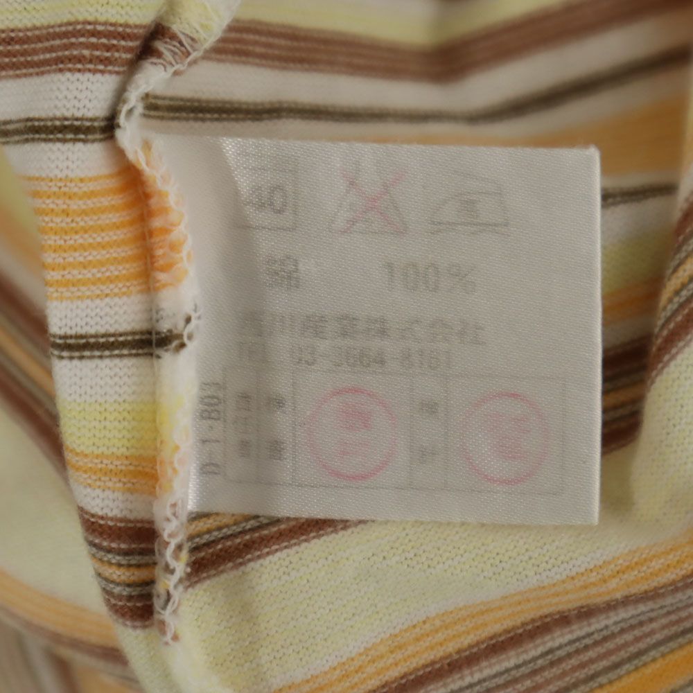 ETRO エトロ 日本製 ボーダー柄 半袖 Tシャツ ペールオレンジ系 メンズ