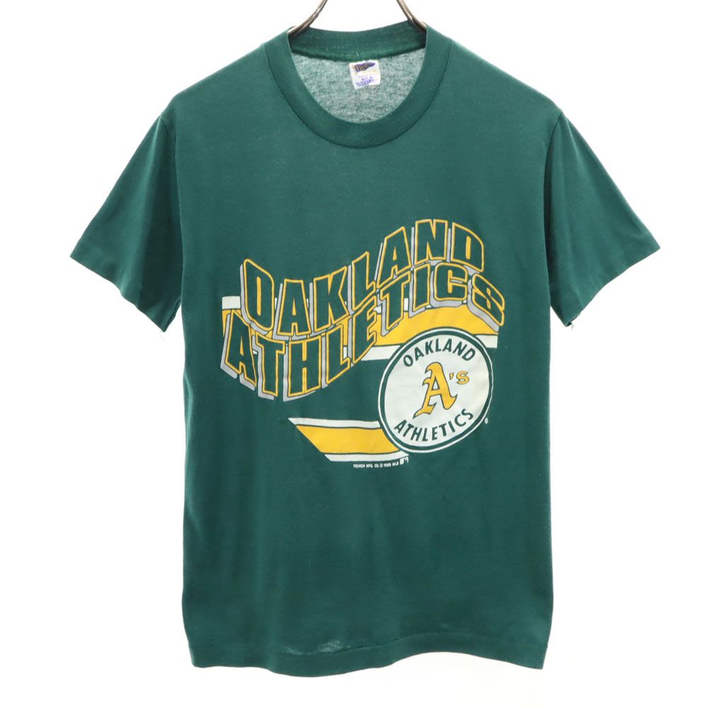 TRENCH トレンチ 80s USA製 ヴィンテージ 半袖 オークランド アスレチックス Tシャツ M グリーン Oakland Athletics メンズ