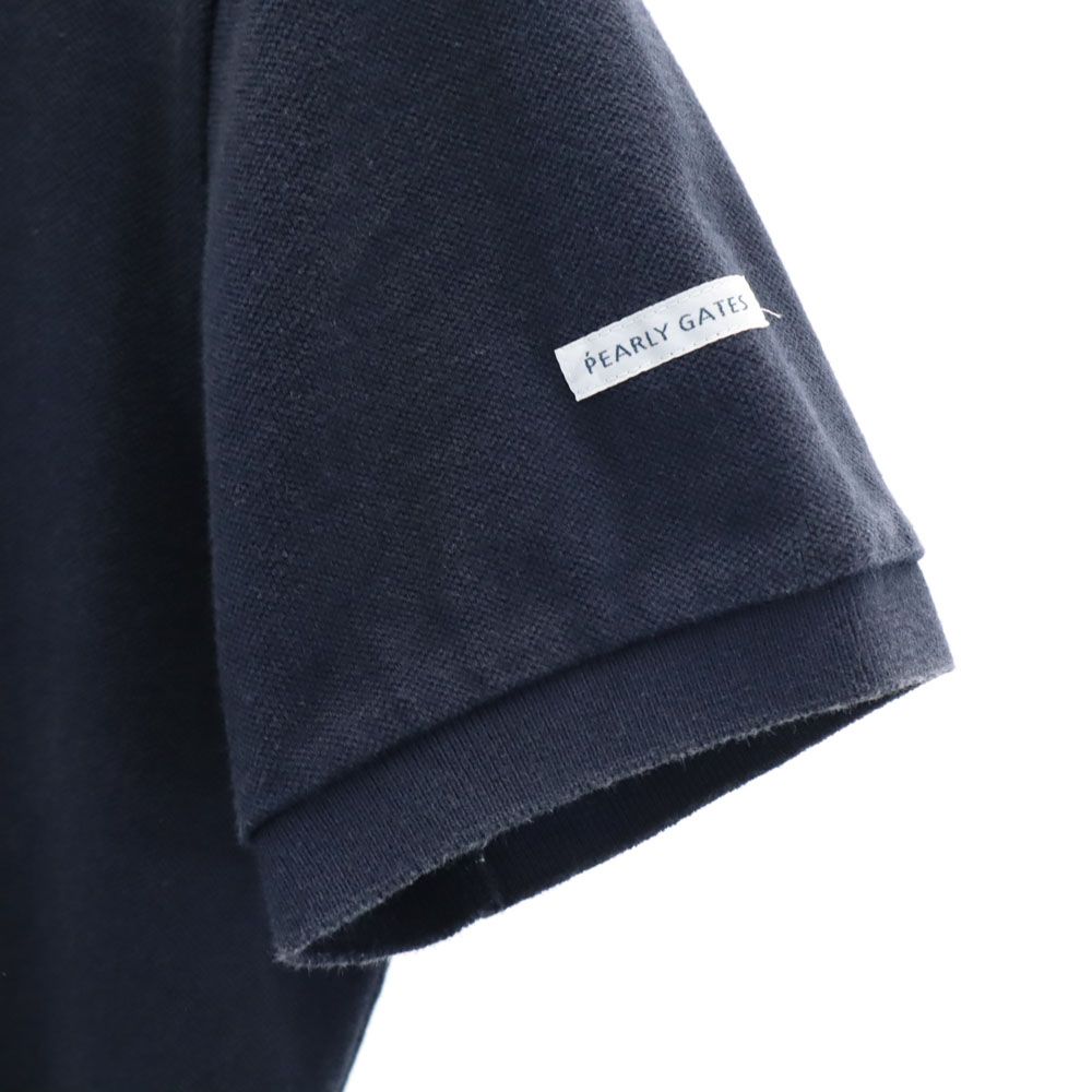 パーリーゲイツ 日本製 ゴルフ 半袖 ポロシャツ 4 ネイビー PEARLY GATES 鹿の子地 メンズ
