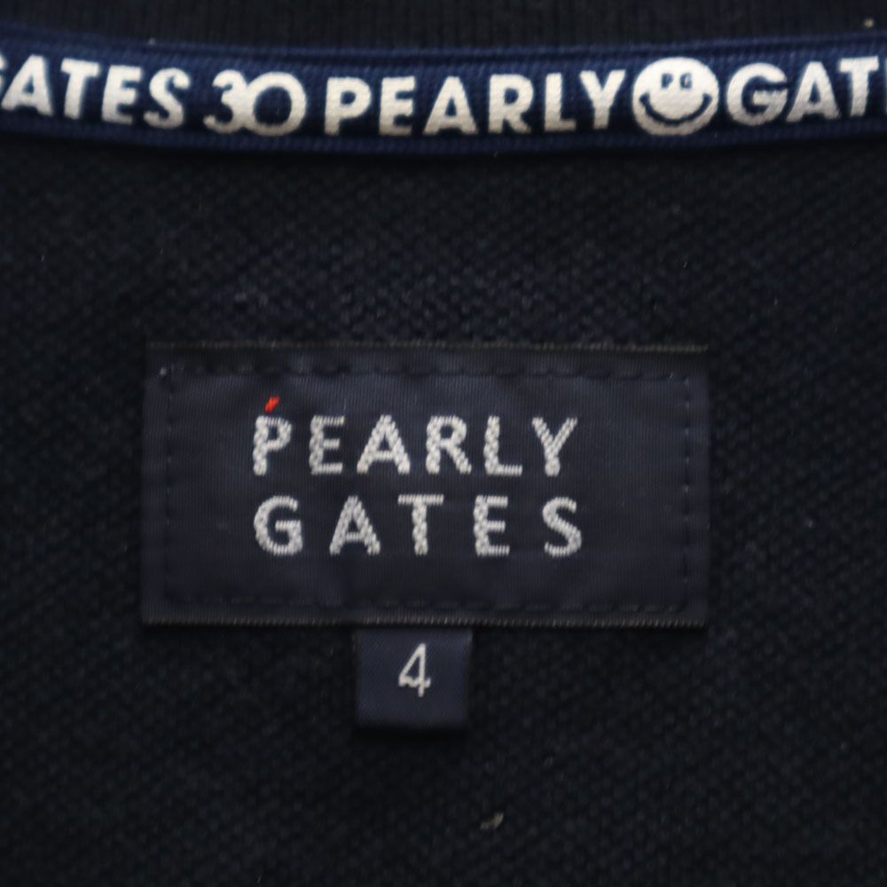 パーリーゲイツ 日本製 ゴルフ 半袖 ポロシャツ 4 ネイビー PEARLY GATES 鹿の子地 メンズ