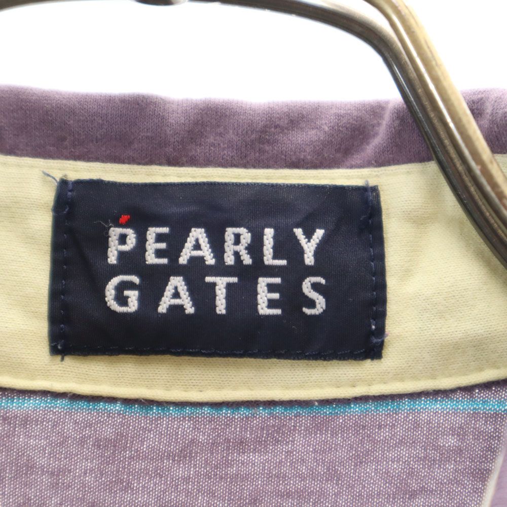 PEARLY GATES パーリーゲイツ ボーダー柄 ゴルフ 半袖 ポロシャツ 4 パープル系 メンズ