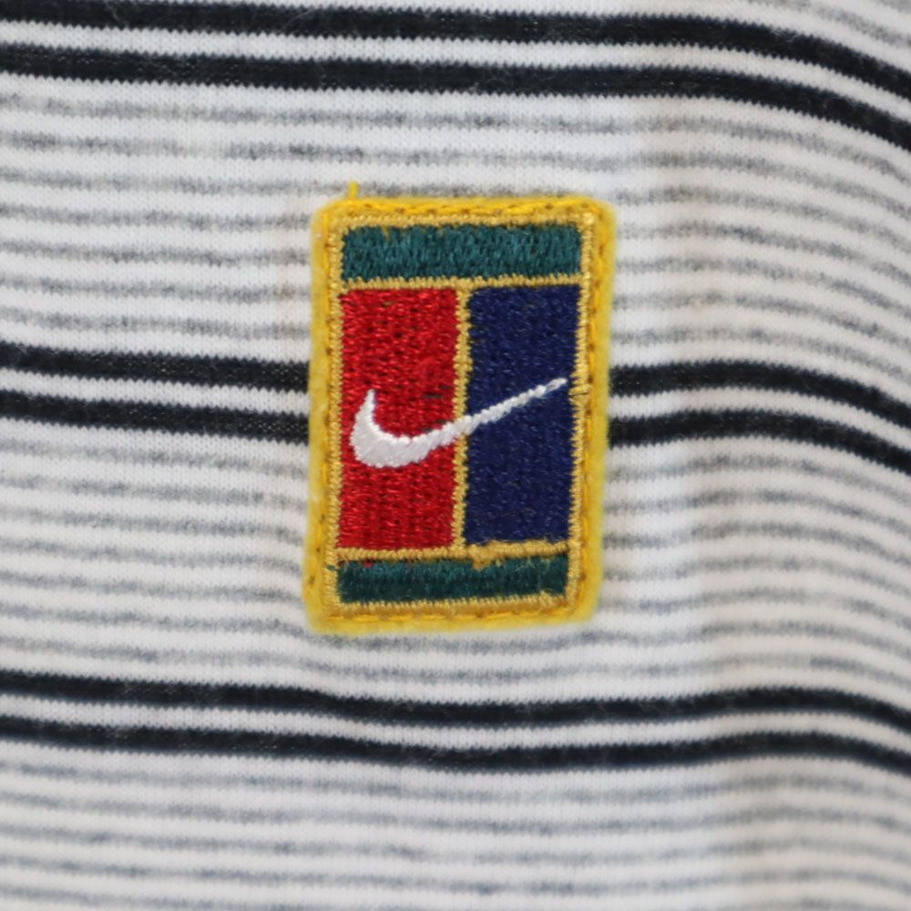 NIKE ナイキ 90s 00s 日本製 白タグ オールド ボーダー柄 半袖 ポロシャツ S グレー系 メンズ