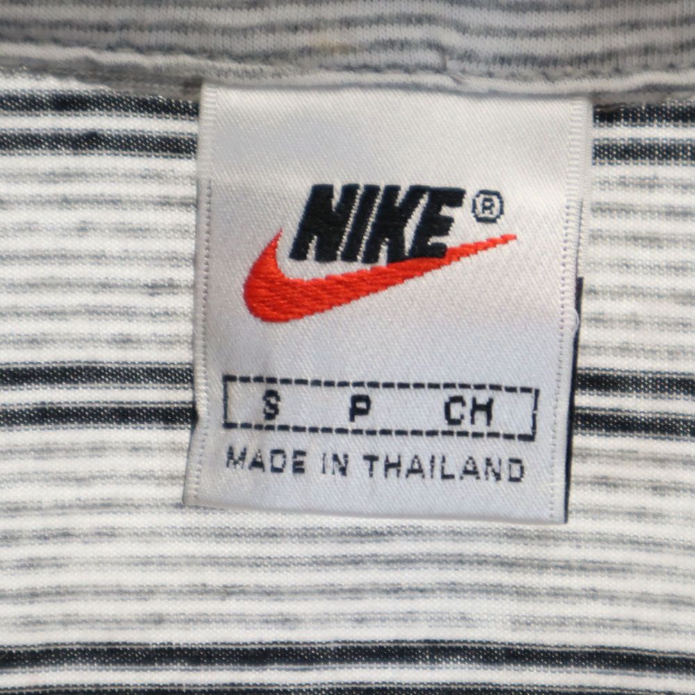 NIKE ナイキ 90s 00s 日本製 白タグ オールド ボーダー柄 半袖 ポロシャツ S グレー系 メンズ